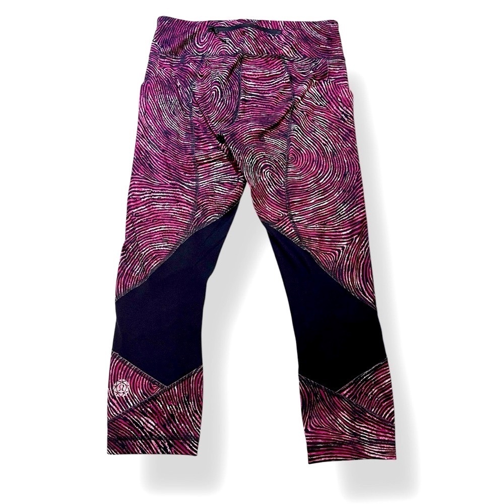 Lululemon Pace Rival Crop - Seawheeze - Who Done It Regal Plum Black Size 6 - Picture 3 of 6